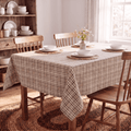 Sm:)e Beige White Royal Stewart Tartan Plaid Tablecloth, Rectangle 55 x 84 Inch, Wrinkle-Resistant & Machine Washable Classic Check Table Cover for Dinner/Party Decoration/Holiday