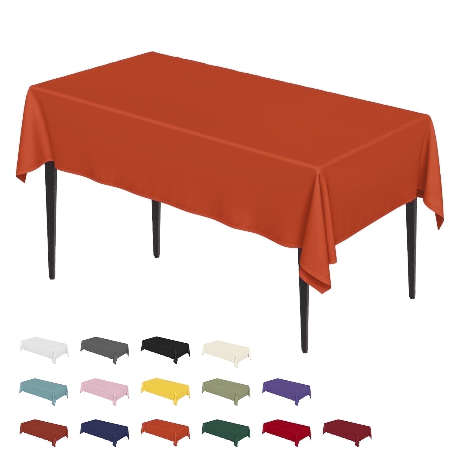Sm:)e Stain and Wrinkle Resistant Fitable Orange Table Cloth Rectangle 60x84 Inch, Reusable and Washable Polyester Fabric Table Covers for Party, Wedding and Banquet Decoration 4ft Table