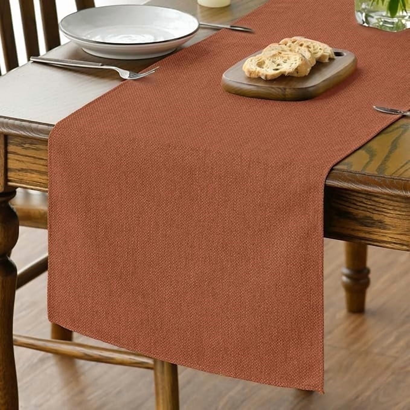 Sm:)e Rusty Orange Table Runner 13x72 Inch, Seasonal Washable Kitchen Dining Table Decoration for Home Party