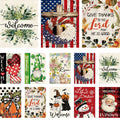 Sm:)e Set of 10 All Season Outside Small Garden Flag Set 12 x 18 inch Double Sided, Holiday Festive Farmhouse Yard Outdoor Decoration