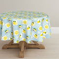 Sm:)e Hello Sunshine Lemon Summer Tablecloth Round 60 Inch, Puzzle Dining Table Decor