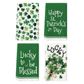 Sm:)e Green Shamrock Floral Clover Saint Patricks Day Kitchen Dish Towels 18x26 Inch Set of 4