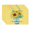Sm:)e Hello Sunshine Sunflower Summer Placemats for Dining Table 12 x 18 Inch Set of 4 Yellow