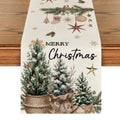Sm:)e Green Cedar Tree Eucalyptus Christmas Table Runner, 13 x 72 Inch Farmhouse Table Decor, Universal for Winter Indoor Outdoor Kitchen, Home & Party Decoration