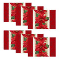 Smile Poinsettia Christmas Placemats for Xmas Winter Set of 6, 12 x 18 Inch, Red