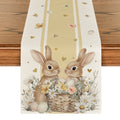 Sm:)e Bunny Easter Rabbits Eggs Easter Table Runner 13x72 Inch, Spring Easter Decoration Farmhouse Home Dining Room Kitchen Table Decor