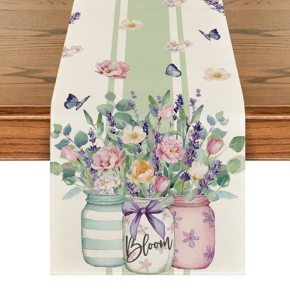 Sm:)e Tulip Lavender Floral Spring Lavender 13x36 inch Table Runner