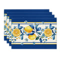 Sm:)e Lemon Summer Placemats Set of 4,Summer Holiday Tasty Fruit Healthy Fruit Vintage Watercolor Rustic Botanic Table Cover,12 x 18 Inch