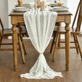 Sm:)e Ivory Cheesecloth Table Runner 31 x 118 Inch Rustic Gauze Boho Chair Sashes for Bridal Shower Wedding Party Catering Home Decoration Supplies