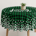 Sm:)e Buffalo Plaid Shamrock Lucky Clover St. Patrick's Day Tablecloth Round 60 Inch