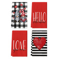 Sm:)e Buffalo Plaid Gnome Heart Truck Valentine Kitchen Dish Towels Set of 4, 18 x 26 Inch