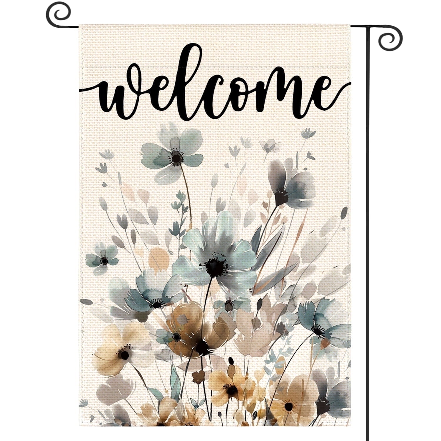 Sm:)e Flowers Welcome Fall Garden Flag 12 x 18 Inch, Double-Sided Printing, Seasonal Farmhouse Yard Outdoor Decor