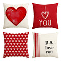 Sm:)e Love You Hearts Valentines Day Throw Pillow Cover Set of 4, 20x20 Inch