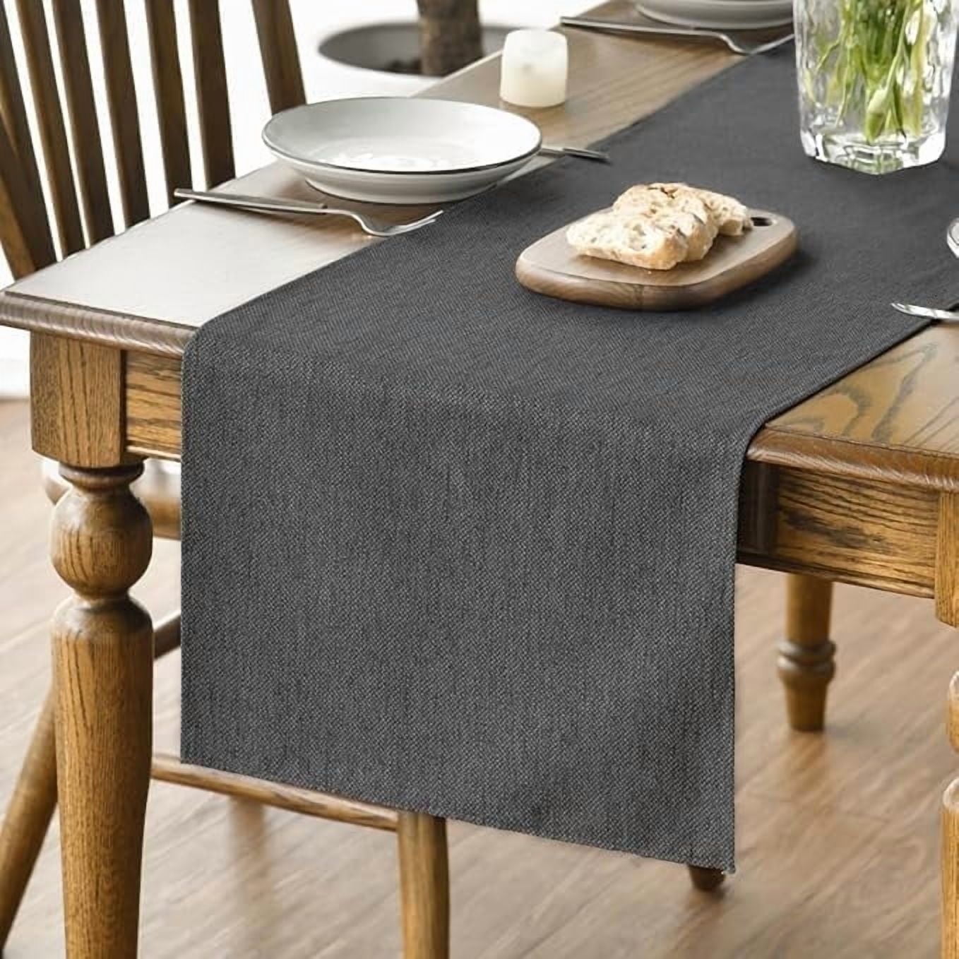 Sm:)e Grey Table Runner 13x72 Inch, Seasonal Washable Kitchen Dining Table Decoration for Home Party