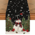 Sm:)e Snowman Birds Trees Christmas Table Runner Black 13 x 36 Inch