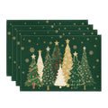 Sm:)e Multi Color Christmas Tree Snowflake Christmas Placemats 12 x 18 Inch, Set of 4, Winter Table Decor Supplies for Kitchen Dining & Holiday Party, Green