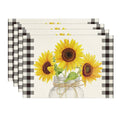 Sm:)e Buffalo Plaid Sunflower Sunshine Summer Placemats 12x18 Inch Set of 4