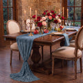 Sm:)e Boho Dusty Blue Gauze Cheesecloth Table Runner 35x120 Inch, Multi-Purpose Decor for Kitchen Dining Wedding Holiday Party