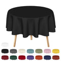 Sm:)e Wrinkle Resistant Fabric Dining Tablecloth 60 Inch Round, Solid Black Table Cover for Kitchen Outside Party 4ft Table