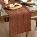 Sm:)e Caramel Farmhouse Woven Rustic Hollow Table Runner, Boho Table Runner 12 x 36 Inch, Dining Kitchen Home Decor