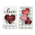 Sm:)e Red Buffalo Plaid Heart Love Valentine's Day Kitchen Towels Dish Towels, 18x26 Inch Hand Towels Set of 2