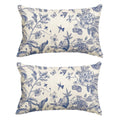 Sm:)e Chinoiserie Grandmillennial Flowers Birds Blue and White Throw Pillow Cover, 12 x 20 2PC Inch Cushion Case Outdoor Decoration for Sofa Couch Farmhouse