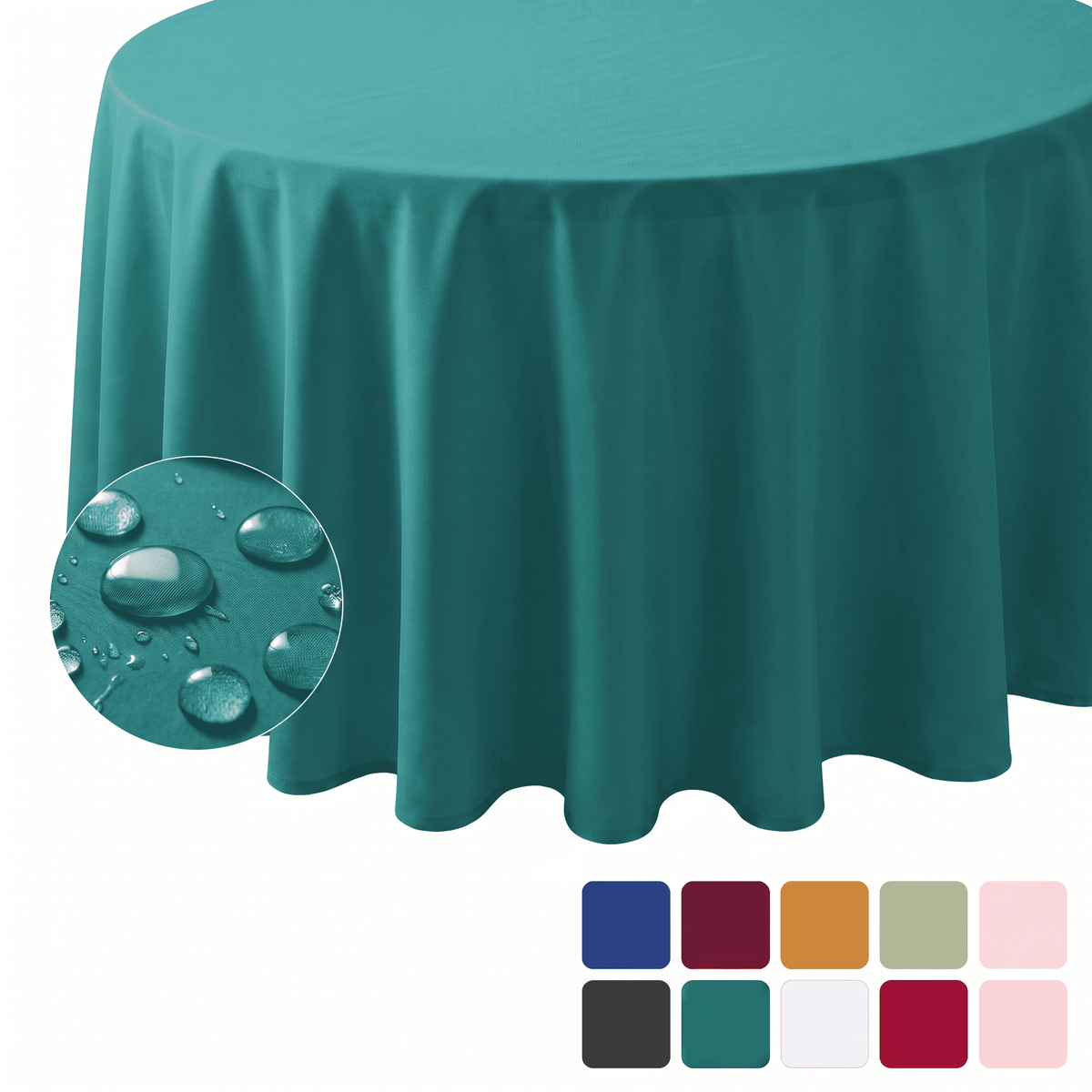 Sm:)e Green Farmhouse Style Waterproof Tablecloth 60 Inch, Yarn-Dyed Woven Table Cover for Dining Decor, Round