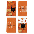 Sm:)e Black Cat Pumpkin Fall Dish Towels Set of 4, 18x26 Inch, Fall in The Air Farmhouse Kitchen Decor Hand Towels