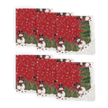 Sm:)e Red Christmas Snowman Winter Cloth Napkin Set of 6, 18 x 18 Inch