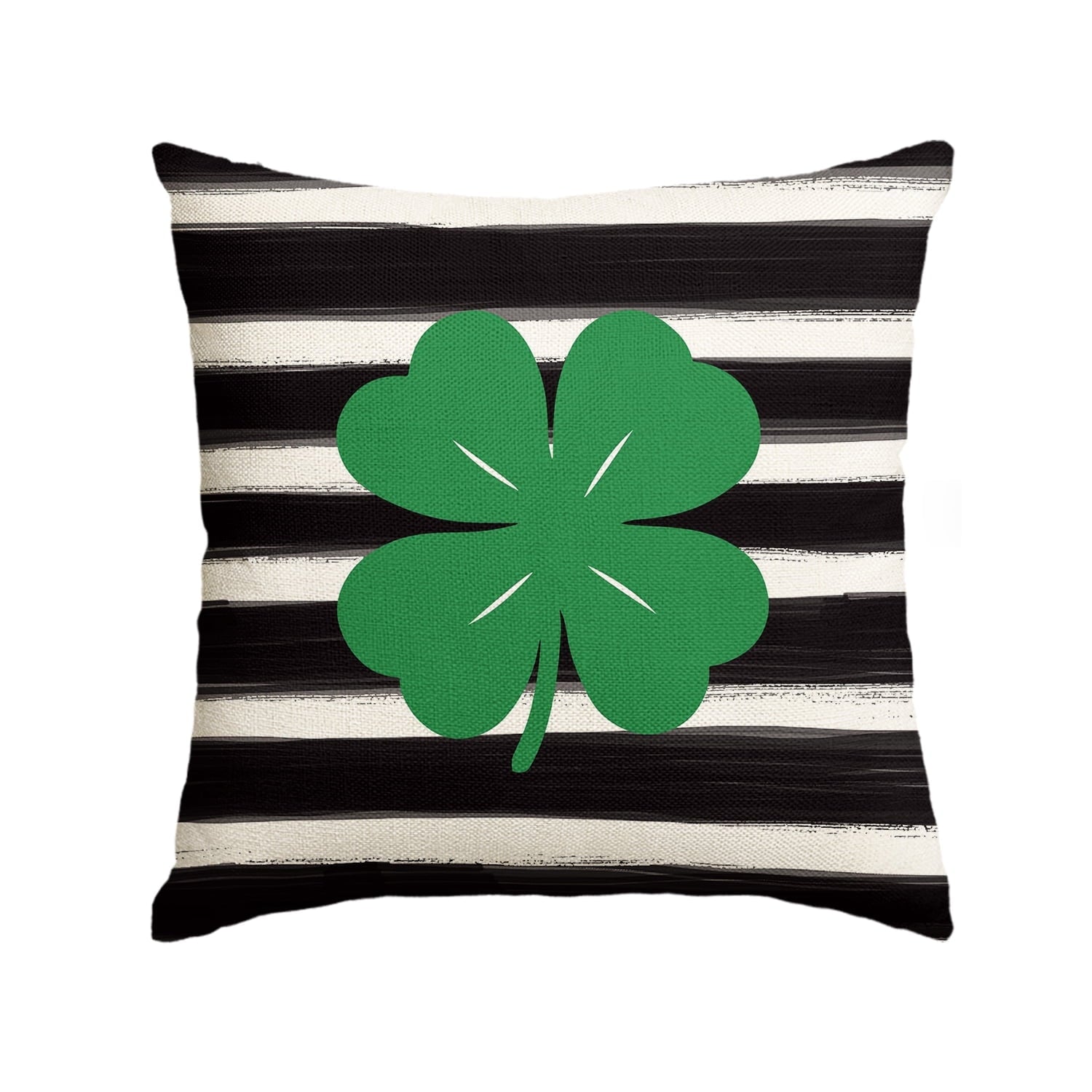 Sm:)e Watercolor Stripes Shamrock St. Patrick's Day Throw Pillow Cover 18 x 18 Inch