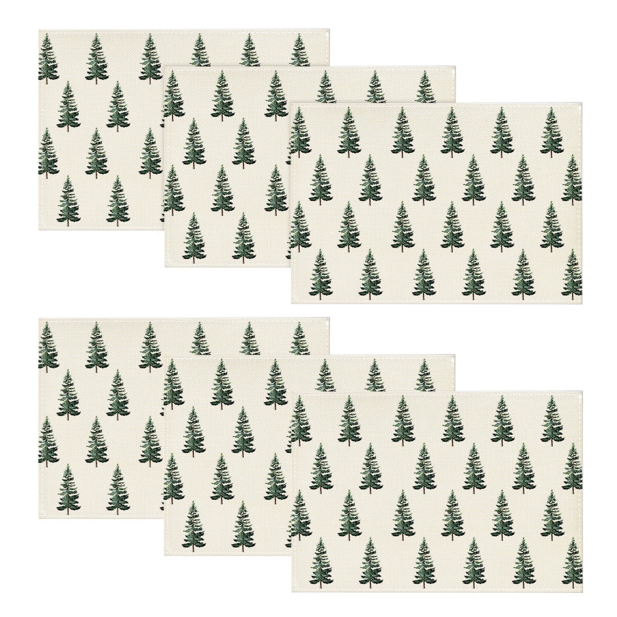 Sm:)e Xmas Tree Christmas Placemats Set of 6, Seasonal Winter Kitchen Dining Table Decoration for Home Party Decor 12x18 Inch