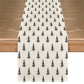 Smile Beige Xmas Tree Christmas Table Runner, Seasonal Winter Kitchen Dining Table Decoration for Home Party Decor 13x72 Inch