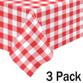 Plastic Table Cloth Disposable 3 Pack, 54 x 108 Inch, Red White Checked, for Party Picnic Wedding