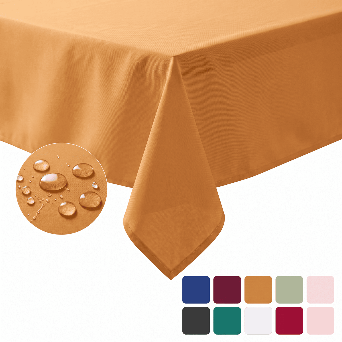 Sm:)e Caramel Farmhouse Style Waterproof Tablecloth 60x84 Inch, Yarn-Dyed Woven Table Cover for Dining Decor, Rectangle