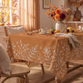 Sm:)e Fall Orange Tablecloth 60x60 Inch Square Thanksgiving Leaves Table Cover for Party Picnic Dinner Decor
