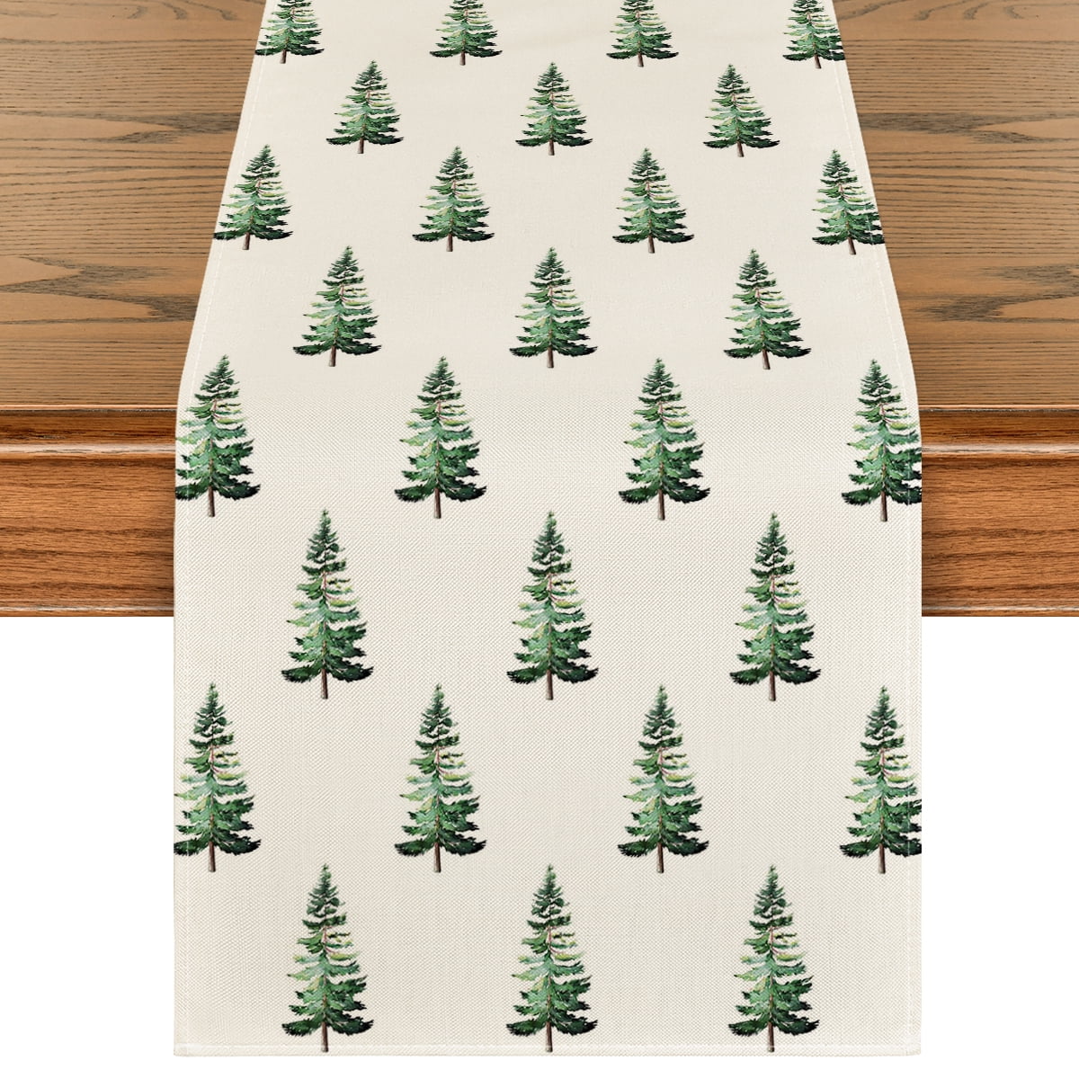 Sm:)e Xmas Tree Christmas Table Runner, Seasonal Winter Kitchen Dining Table Decoration for Home Party Decor 13x72 Inch