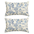 Sm:)e 2 Set Chinoiserie Trees and Birds Blue and White Throw Pillow Cover, 12 x 20 Inch Cushion Case Outdoor Decoration for Sofa Couch Farmhouse