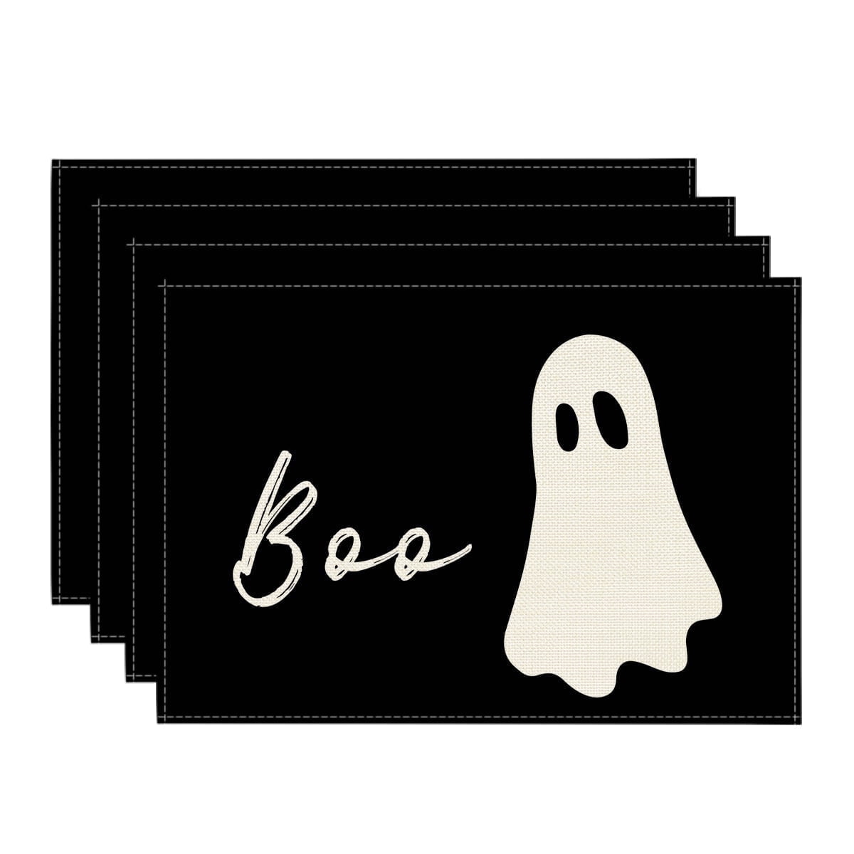 Sm:)e Boo Ghost Halloween Placemats Set of 4 12x18 Inch, Halloween Party Kitchen Dining Indoor Outdoor Decorations