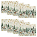 Smile Watercolor Deer Trees Snowflakes Christmas Placemats 12 x 18 Inch Set of 8