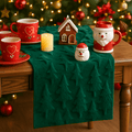 Sm:)e Green Tree Christmas Table Runner 13x72 Inch, Soft Plush Faux Fur Mantel Kitchen Dining Table Decor, Winter Xmas Party Decor