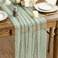 Sm:)e Pearl Green Gauze Table Runner 120 Inch 10FT, Table Decor for Wedding Anniversary Birthday Outdoor Home Party Table