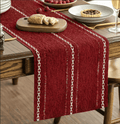 Sm:)e Linen Table Runner for Dining Table 12 x 90 inch Red Linen Style Rustic Farmhouse Hollow Kitchen Dining Room Decoraton