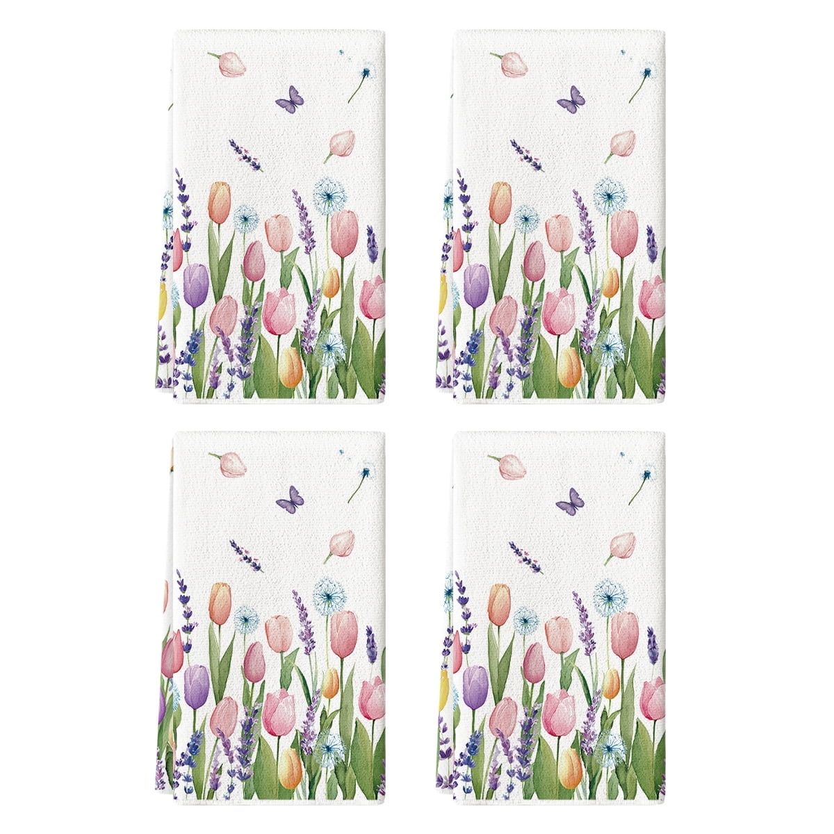 Sm:)e Sping Flowers Kitchen Towels Set of 4, 18x26 Inch