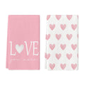Sm:)e Valentine's Day Kitchen Dish Towels, 18x26 Inch, Set of 2, Pink Hearts