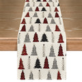 Smile Xmas Tree Christmas Table Runner, Seasonal Winter Kitchen Dining Table Decoration for Home Party Decor 13x72 Inch