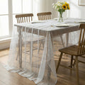 Sm:)e Silk Gold Foil Gauze Tablecloth Silver 52x70 Inch - Glitter Metallic Sheer Table Cover for Dining, Wedding, Party, and Events - Durable & Stylish Home Decor