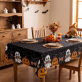 Sm:)e Ghost Cat Pumpkin Black Halloween Tablecloth 60 x 120 Inch, Wrinkle-Resistant & Machine Washable Table Cover for Dining Decor, Rectangle