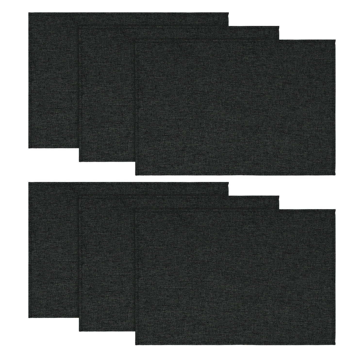 Sm:)e Black Placemats 12 x 18 Inch Set of 6, Seasonal Washable Kitchen Dining Table Decoration for Home Party,240g£¨0.53lb£©