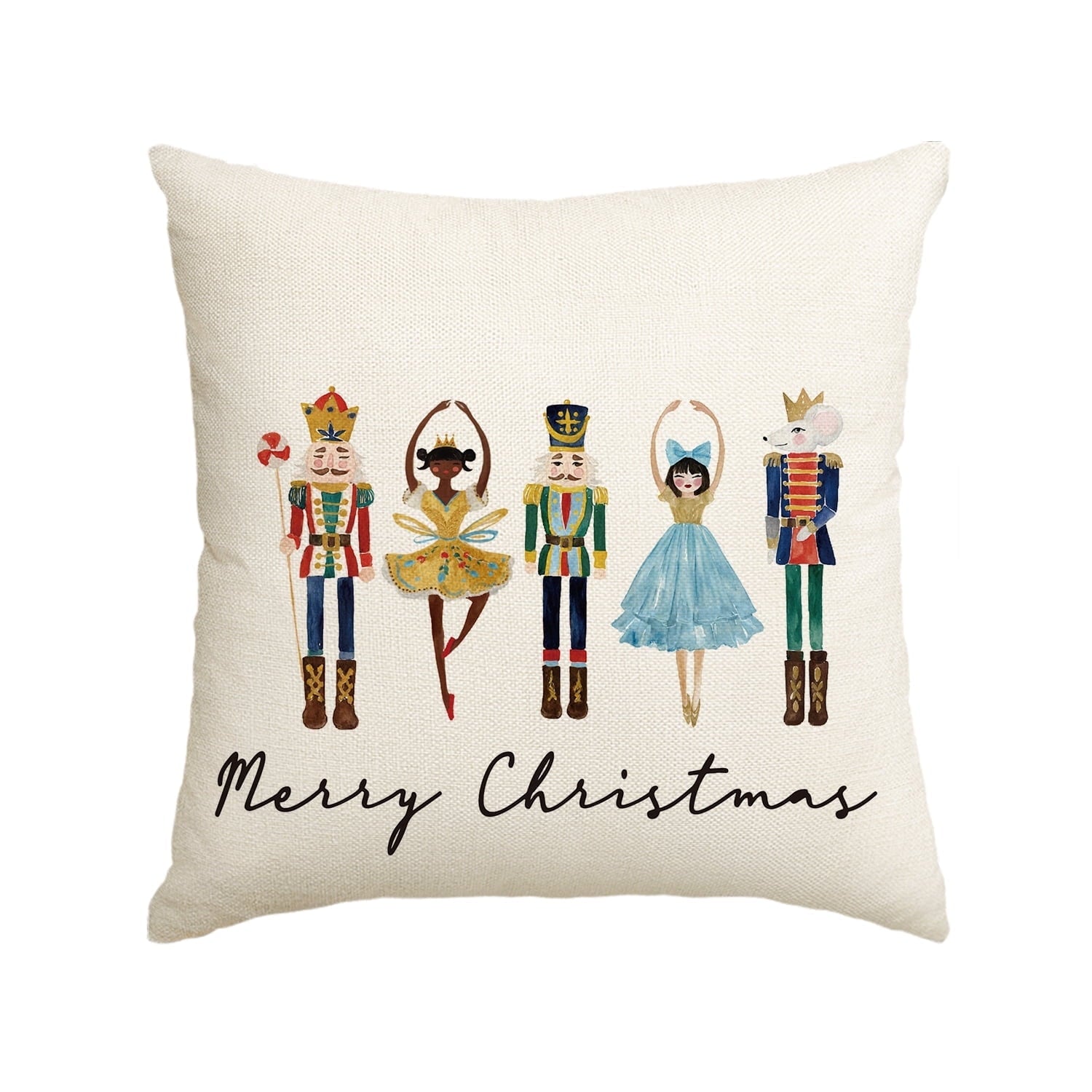 Sm:)e Nutcracker Merry Christmas Throw Pillow Cover 18x18 Inchï¼?Beige