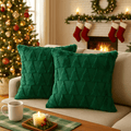 Sm:)e Christmas Pillow Covers 18x18 Inch Set of 2, Green Tree Soft Plush Faux Fur Outdoor Sofa Cushion Case Holiday Winter Home Decor